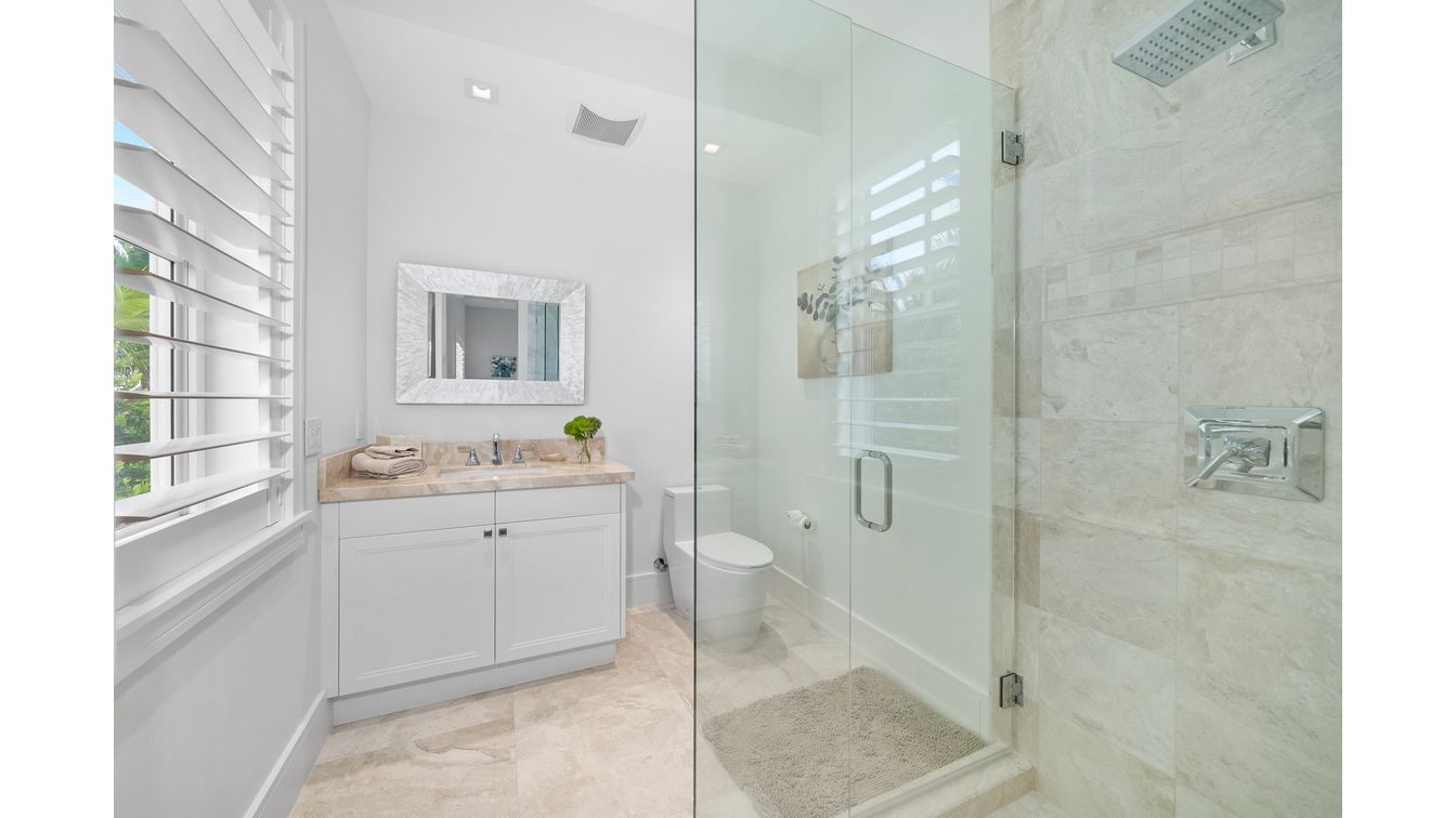 Bathroom, Glass Shower, Interior, Recessed Lighting