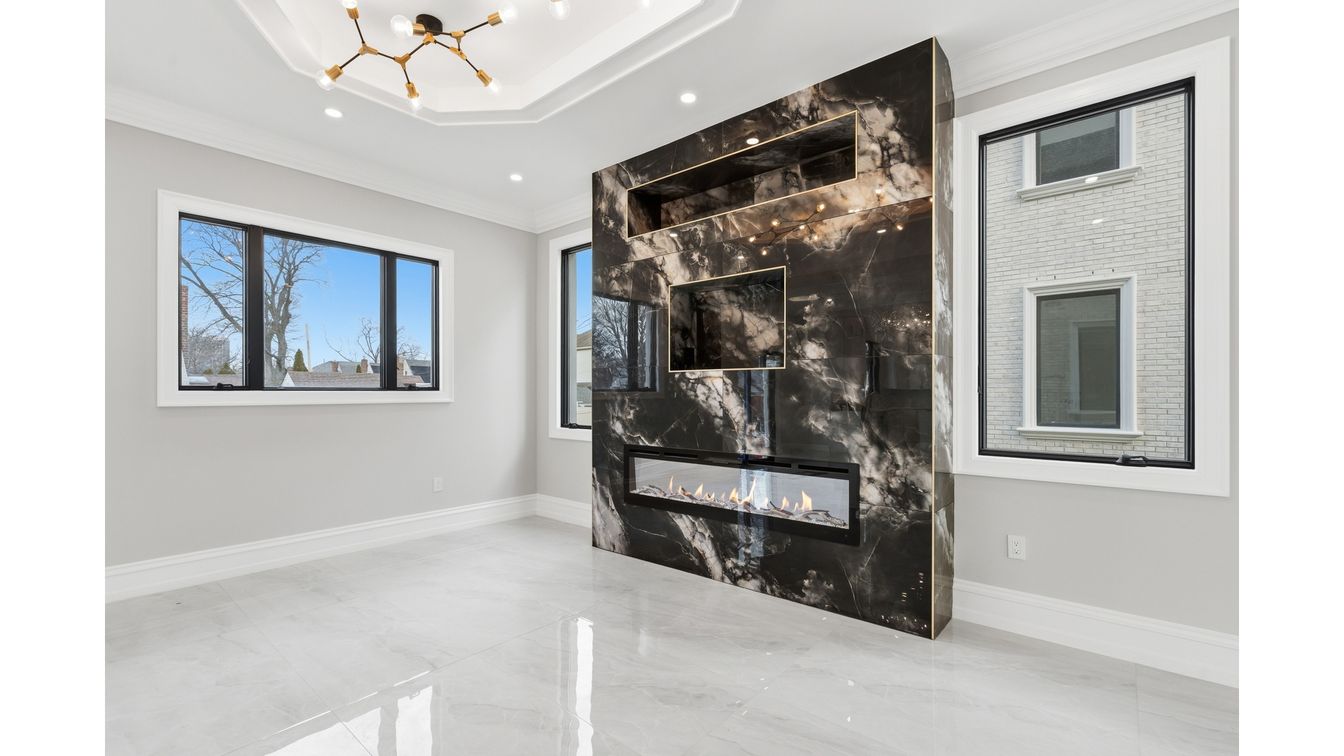 Fireplace, Interior, Marble, Pendant Lights, Recessed Lighting