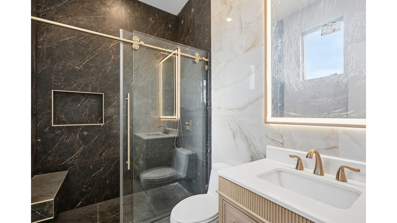 Bathroom, Glass Shower, Interior, Marble Walls