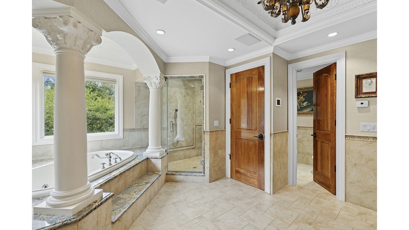 Bathroom, Glass Shower, Interior, Recessed Lighting