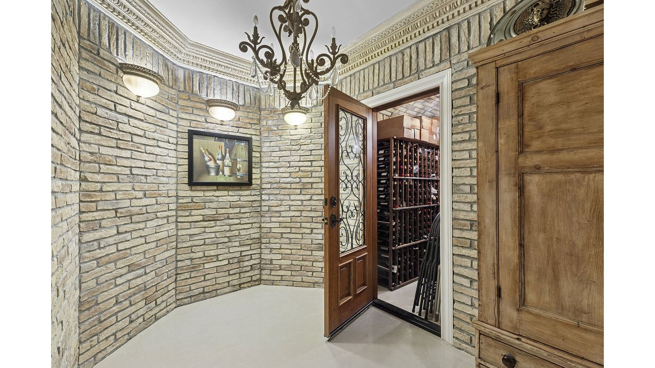 Chandelier, Interior, Stone Walls, Wine Storage