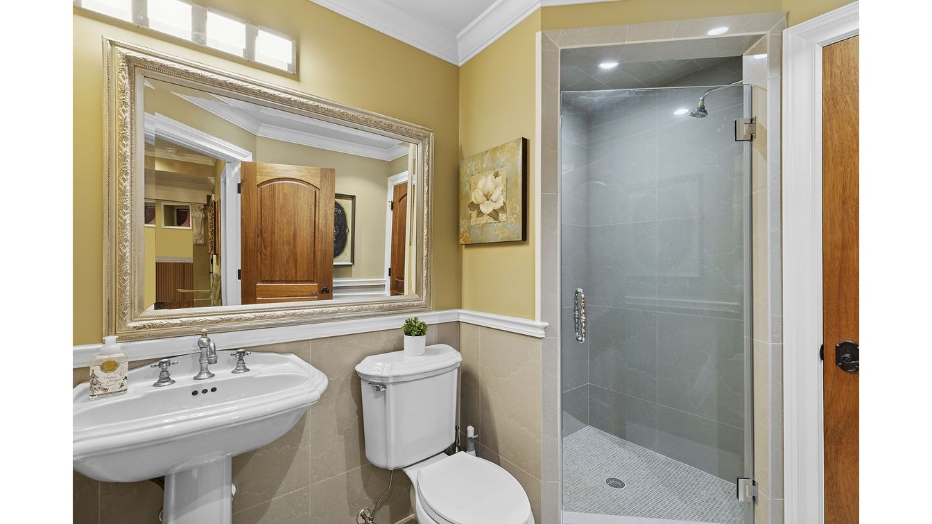 Bathroom, Glass Shower, Interior, Recessed Lighting