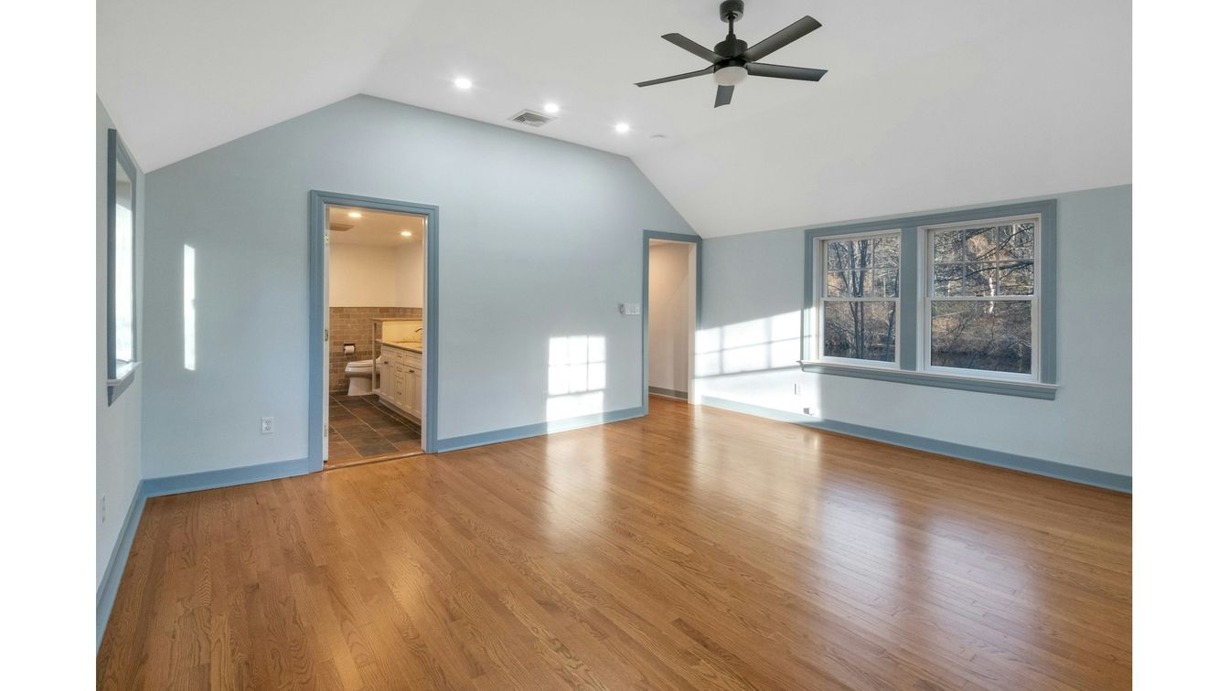Bathroom, Empty room, Interior, Kitchen, Recessed Lighting, Wood Texture Flooring