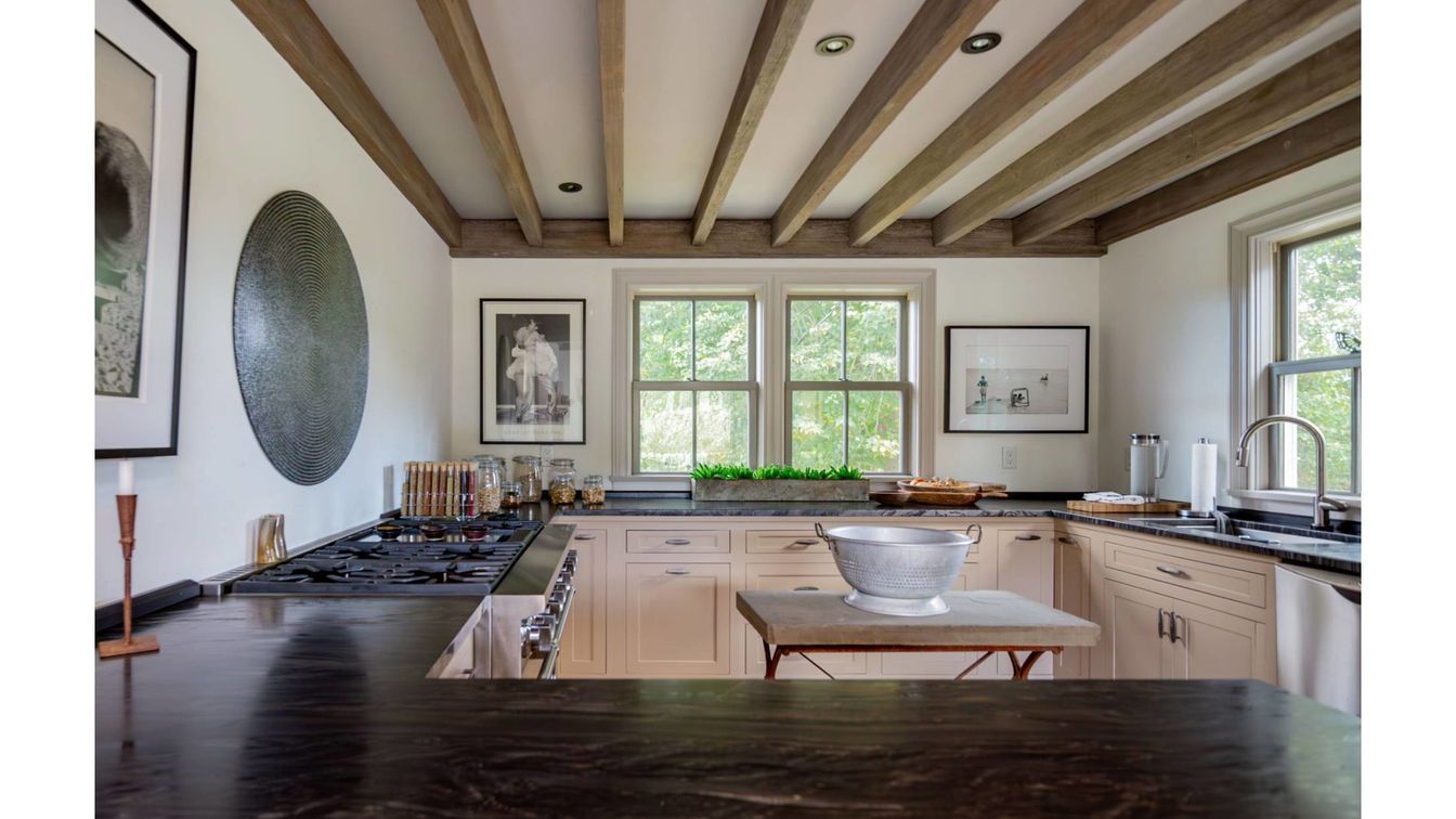 Interior, Kitchen, Recessed Lighting, Wooden Beams