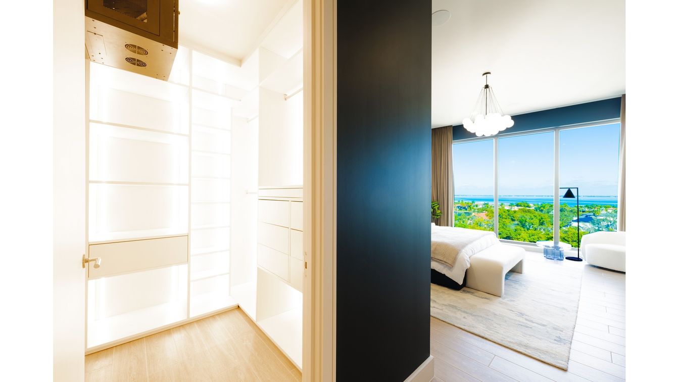 Bedroom, Chandelier, Interior, Water, Wood Texture Flooring