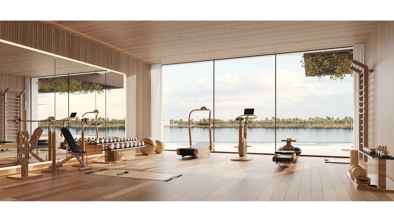 Fitness Equipment, Interior, Water, Wood Texture Flooring