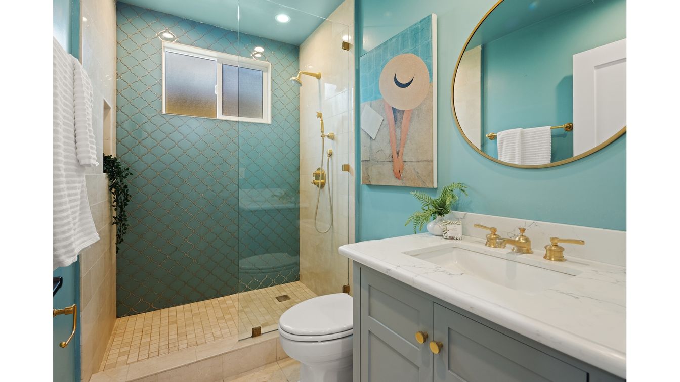 Bathroom, Glass Shower, Interior, Recessed Lighting