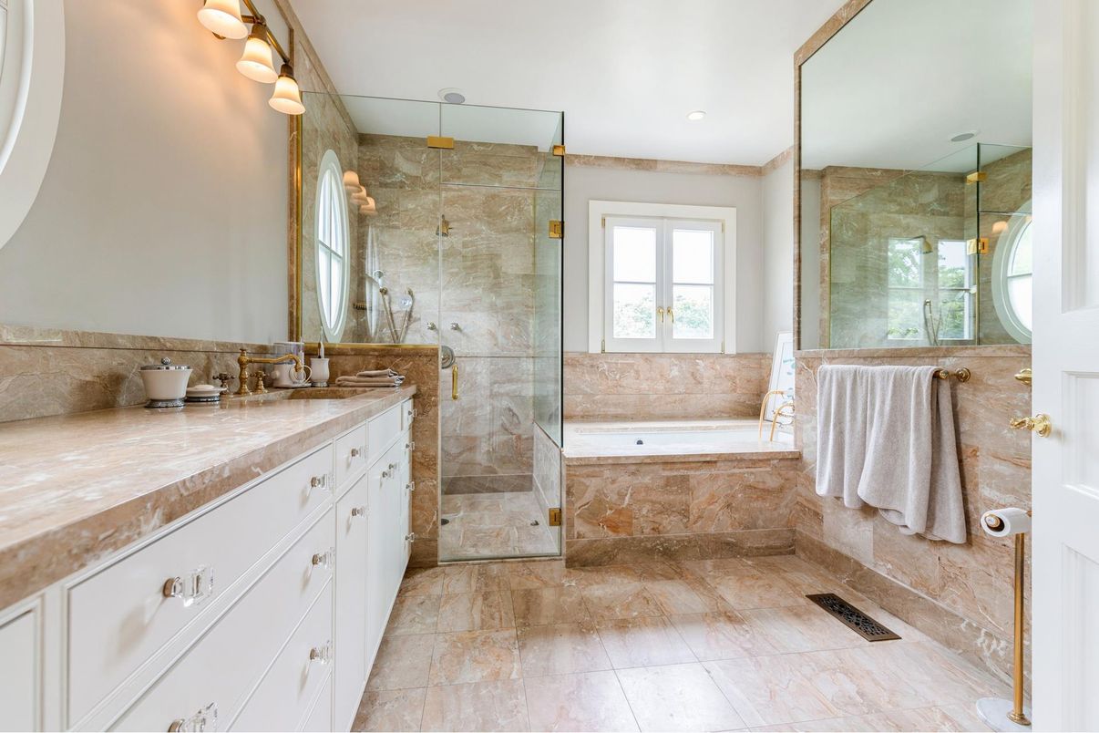 Bathroom, Glass Shower, Interior, Recessed Lighting