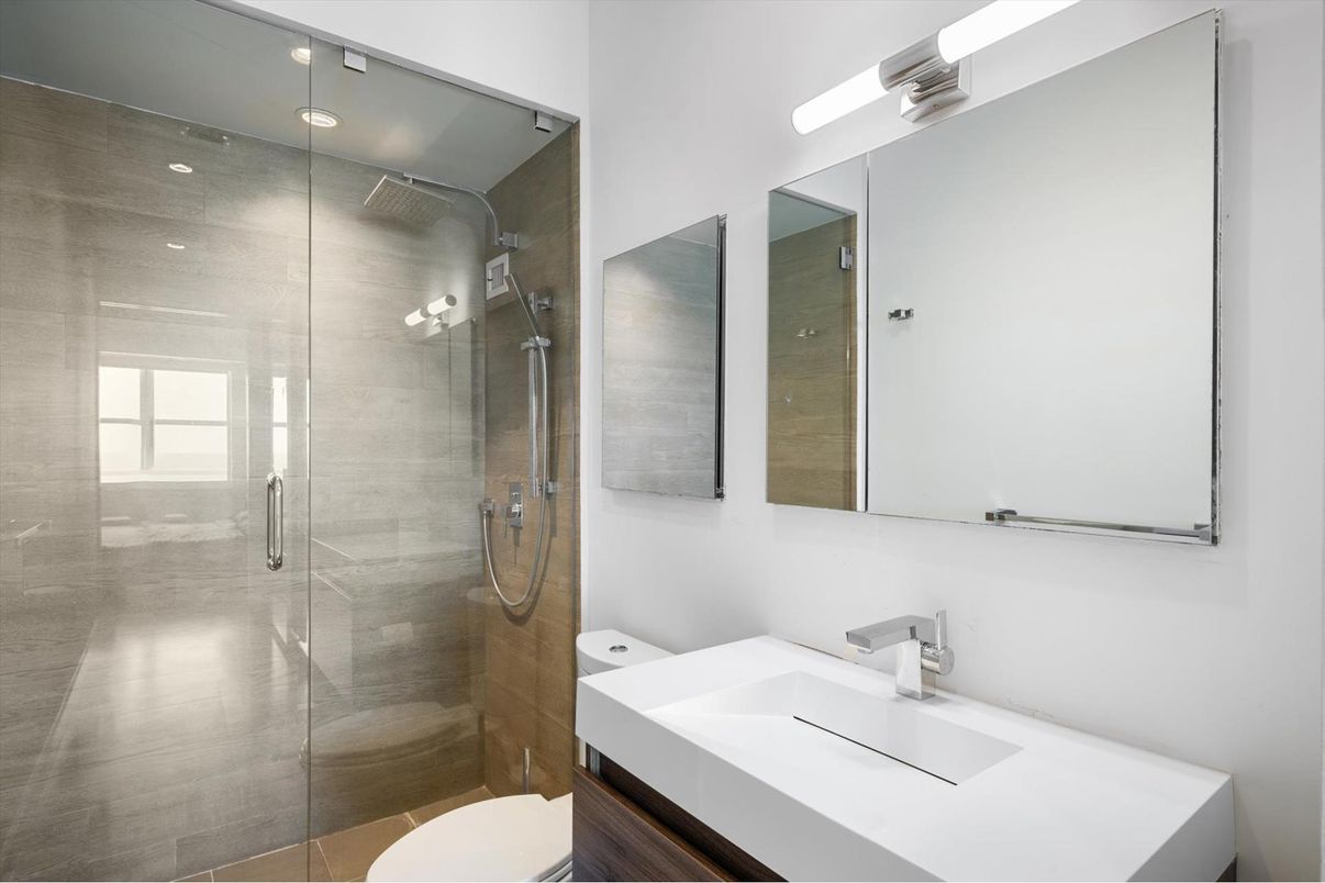 Bathroom, Glass Shower, Interior, Recessed Lighting