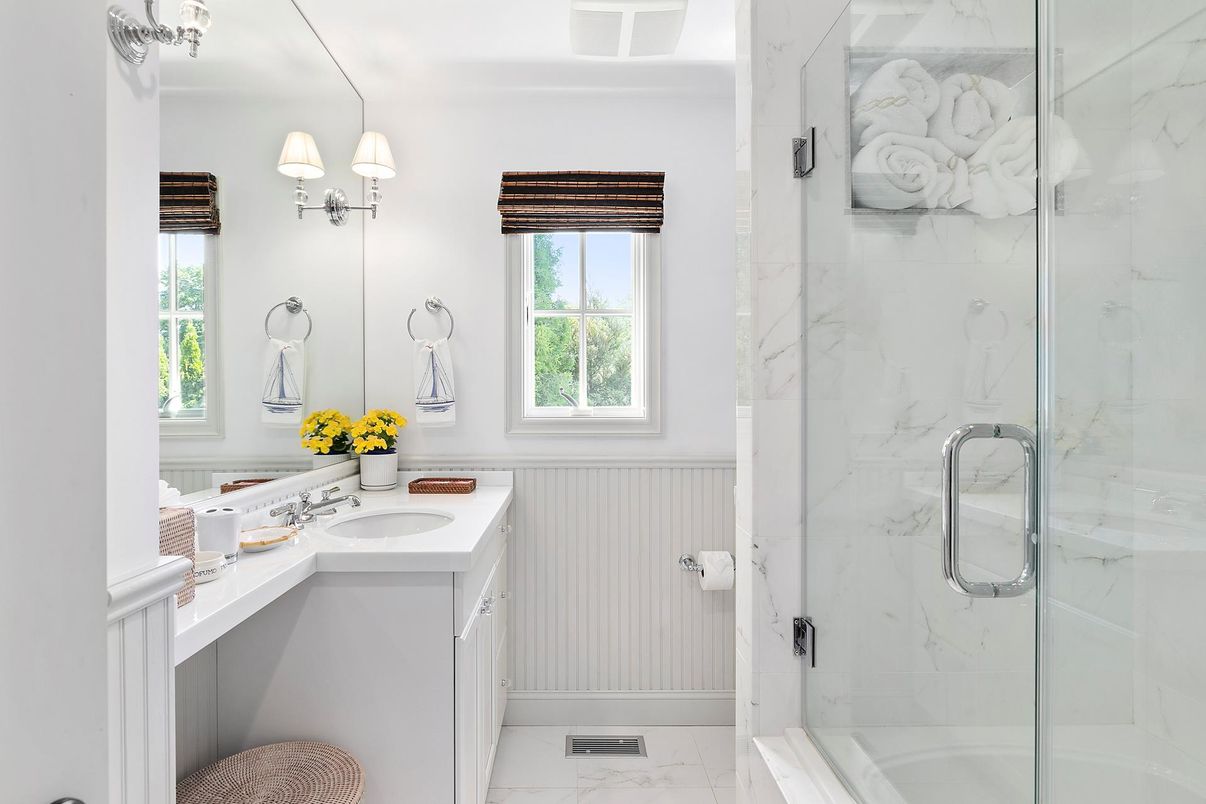 Bathroom, Glass Shower, Interior, Marble, Marble Walls