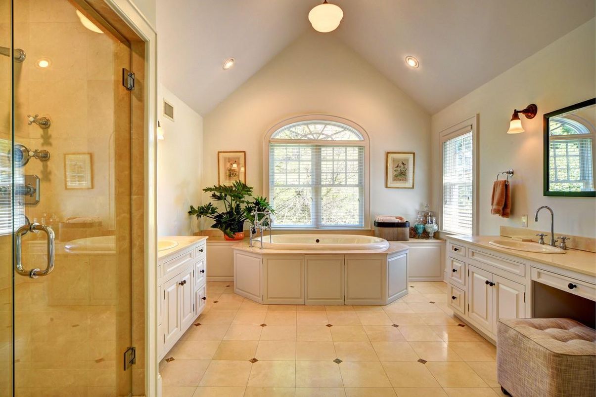 Bathroom, Dual Sink Vanities, Glass Shower, Interior, Recessed Lighting