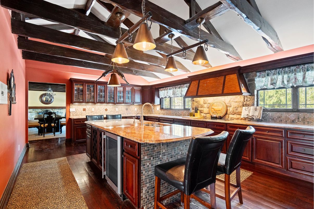 Dining room, Interior, Wooden Beams, Wood Texture Flooring