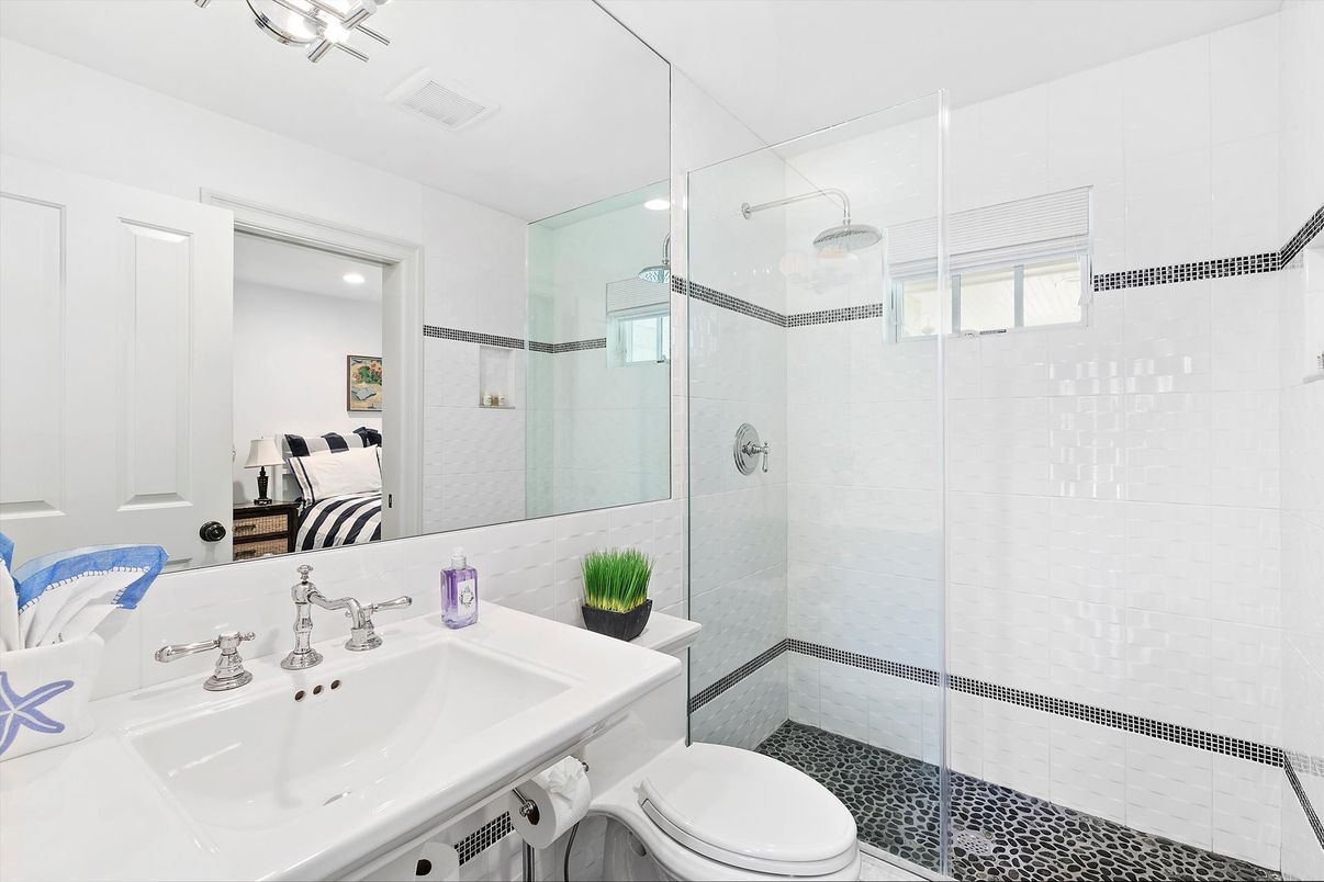 Bathroom, Glass Shower, Interior, Recessed Lighting