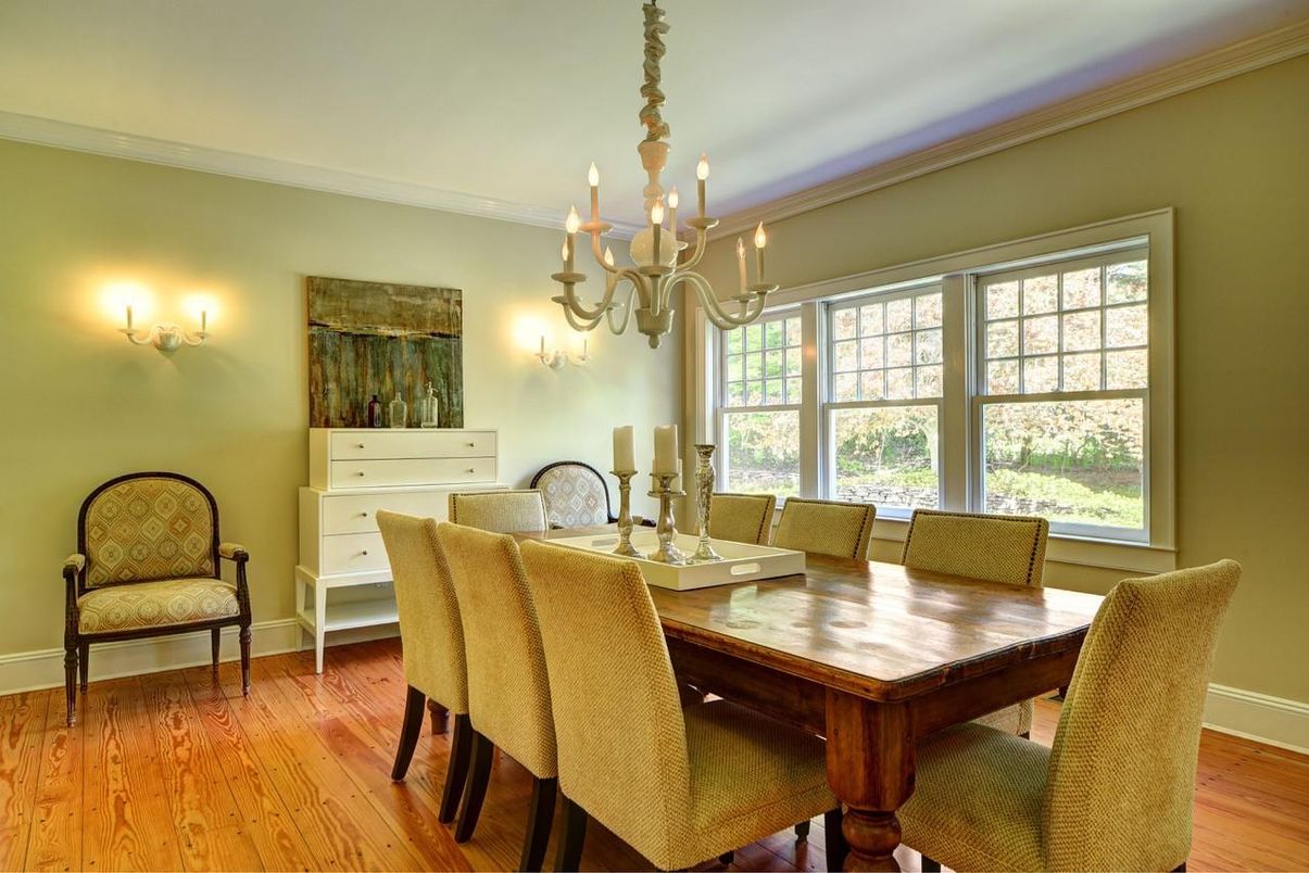 Chandelier, Dining room, Interior, Wood Texture Flooring