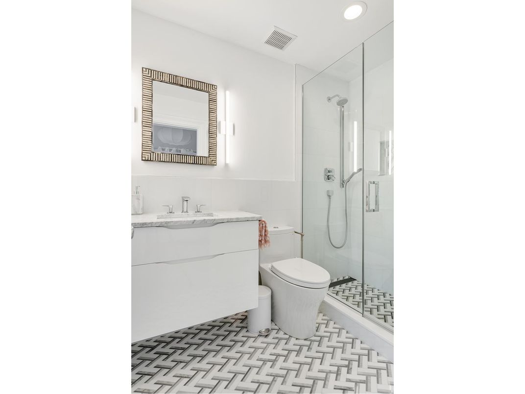 Bathroom, Glass Shower, Interior, Recessed Lighting