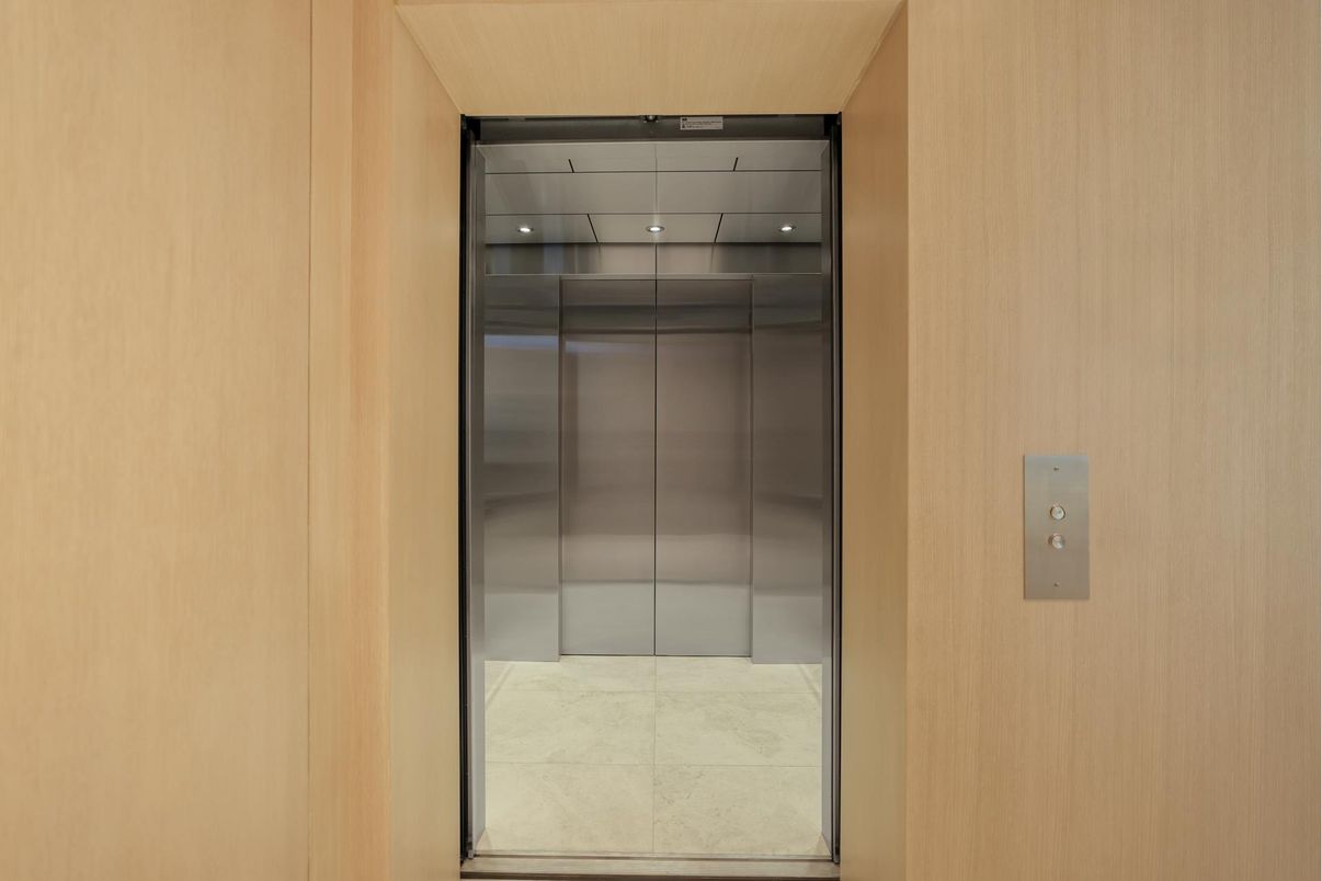 Elevator, Interior, Recessed Lighting, Wooden Walls