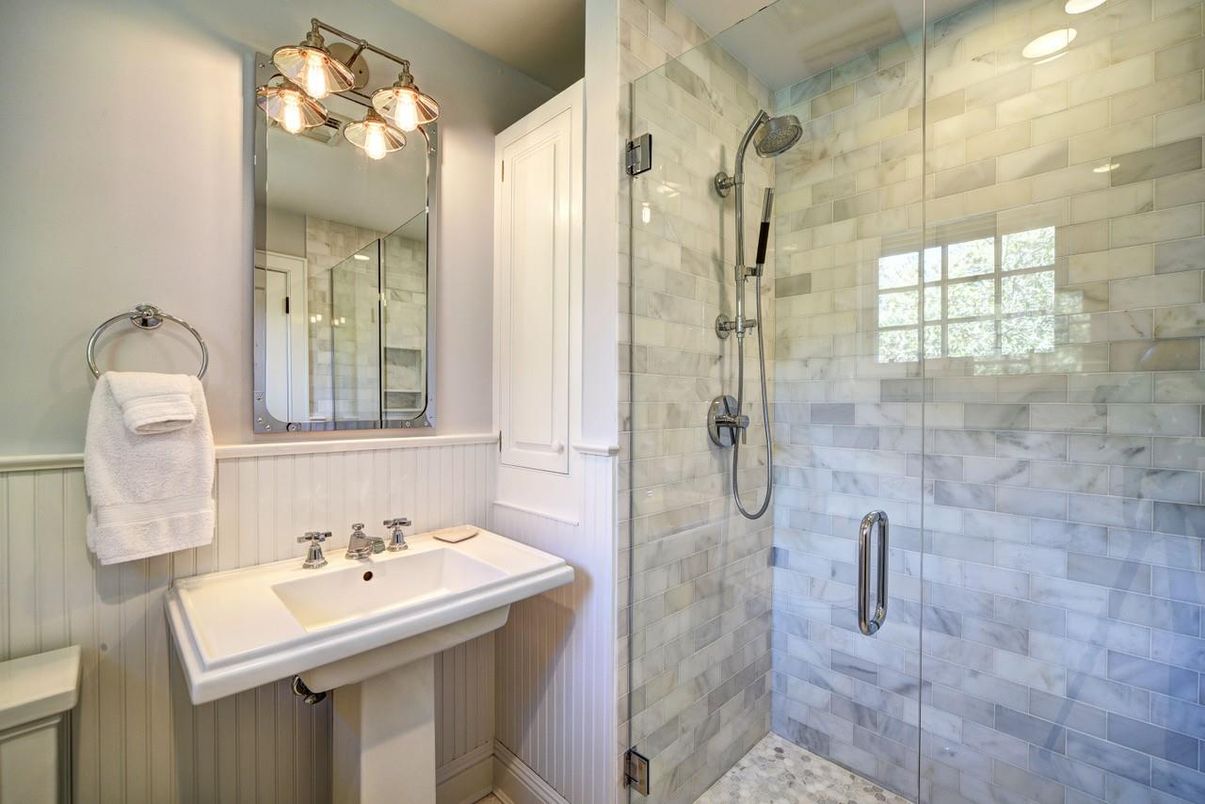 Bathroom, Glass Shower, Interior, Recessed Lighting