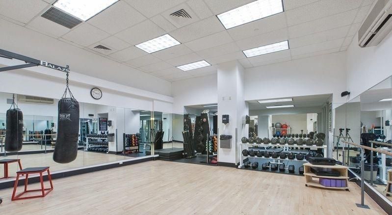 Fitness Equipment, Gym, Interior, Recessed Lighting, Wood Texture Flooring