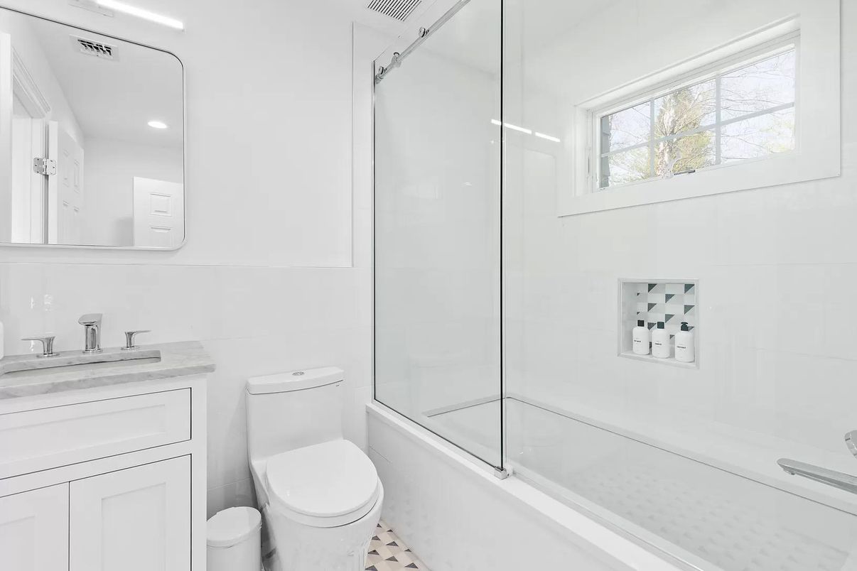 Bathroom, Glass Shower, Interior, Recessed Lighting