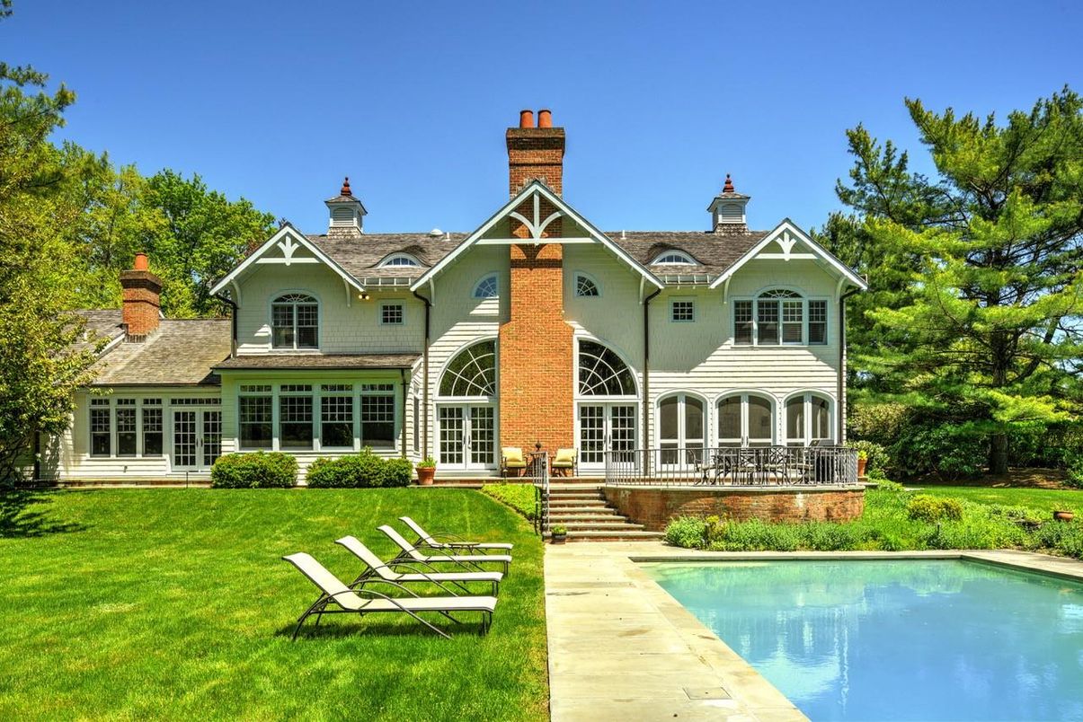 Backyard, Exterior, Facade, Pool, Tudor Revival