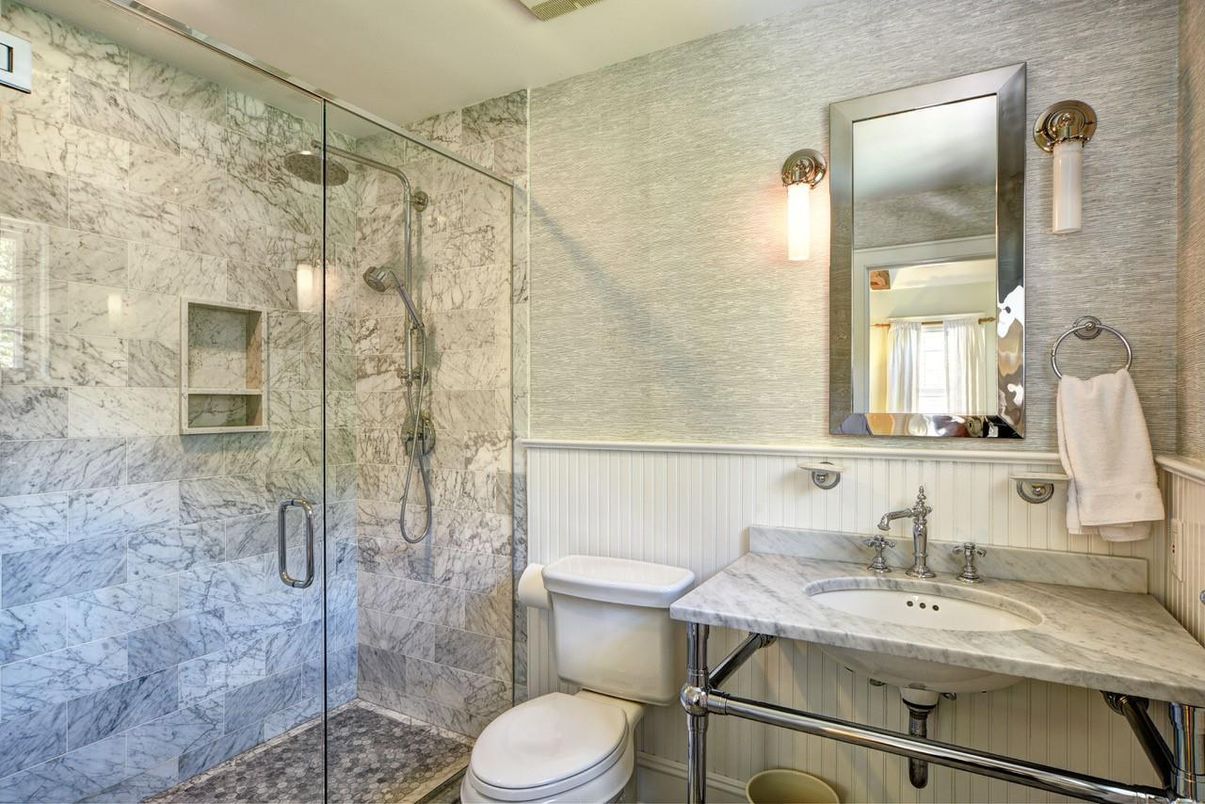 Bathroom, Glass Shower, Interior, Marble Walls