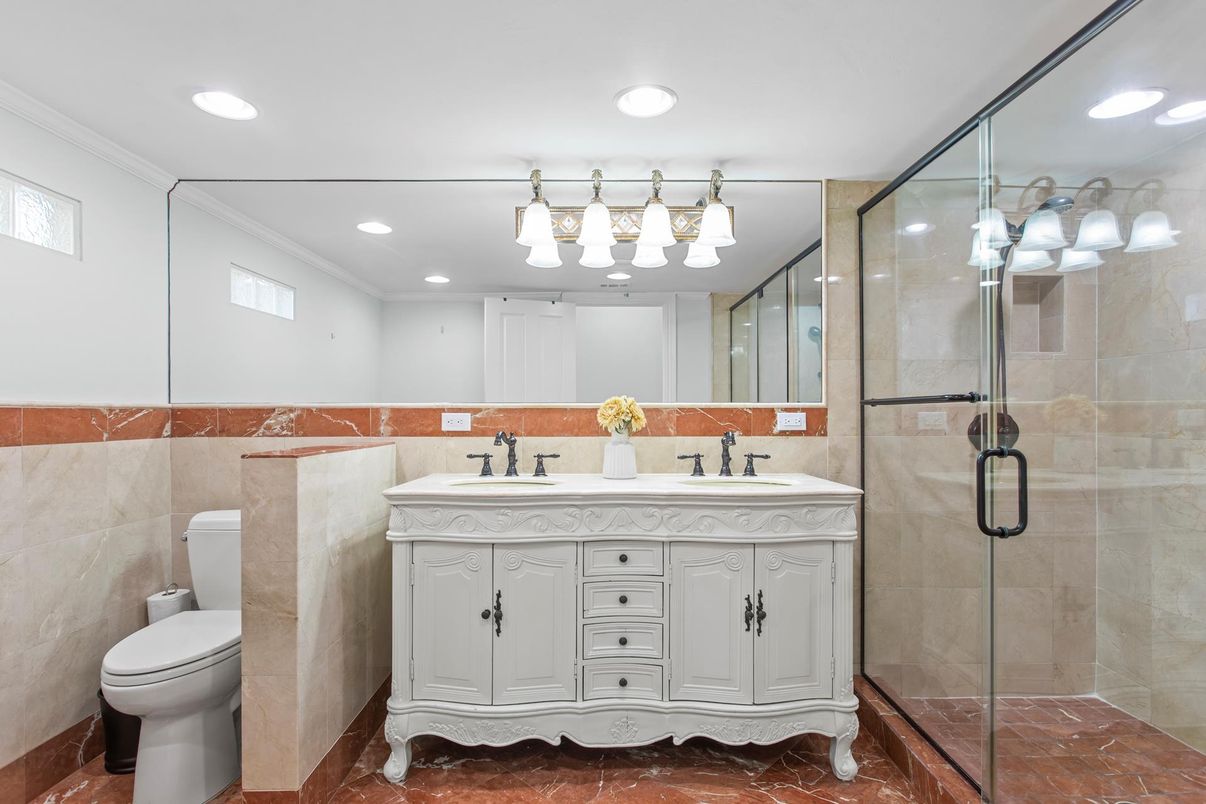 Bathroom, Glass Shower, Interior, Recessed Lighting