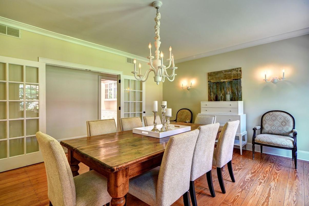 Chandelier, Dining room, Interior, Wood Texture Flooring