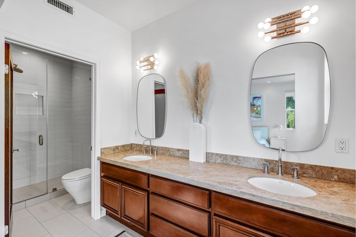 Bathroom, Dual Sink Vanities, Glass Shower, Interior