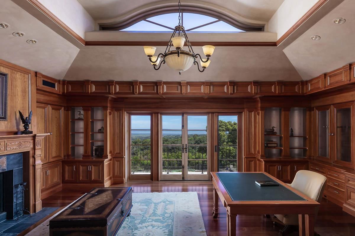 Billiard Table, Chandelier, Fireplace, Game Room, Interior, Pendant Lights, Recessed Lighting, Wood Texture Flooring, Wooden Walls