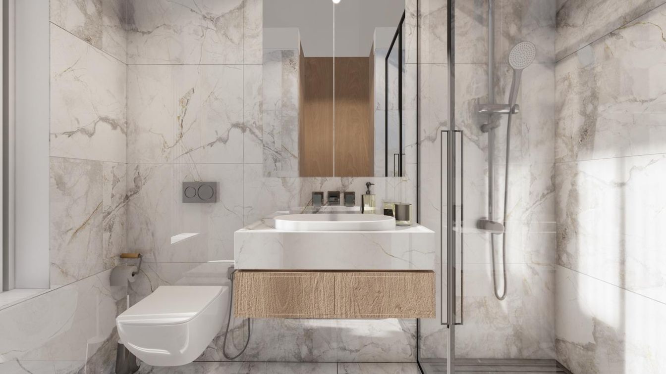 Bathroom, Interior, Marble Walls