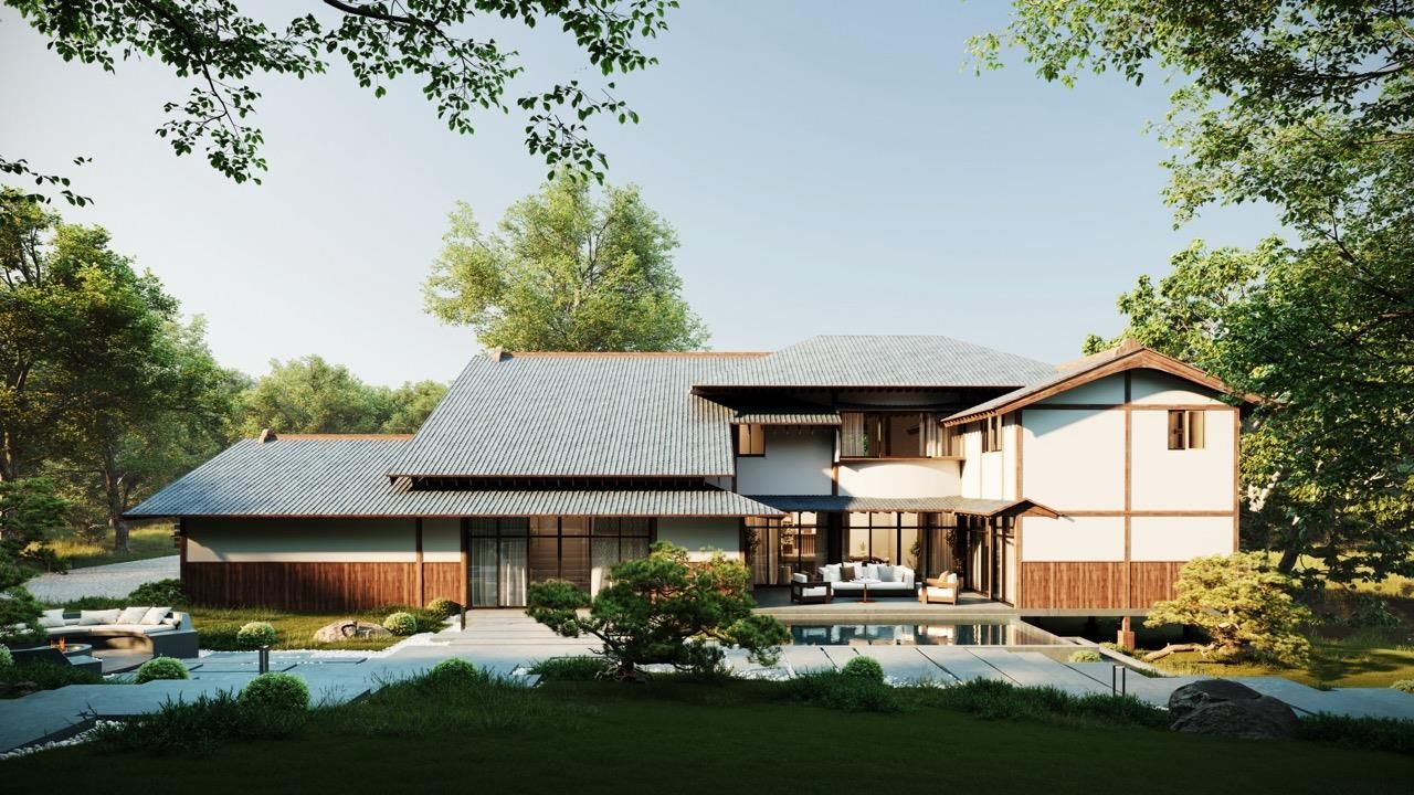 Backyard, Exterior, Facade, Pool, Modern