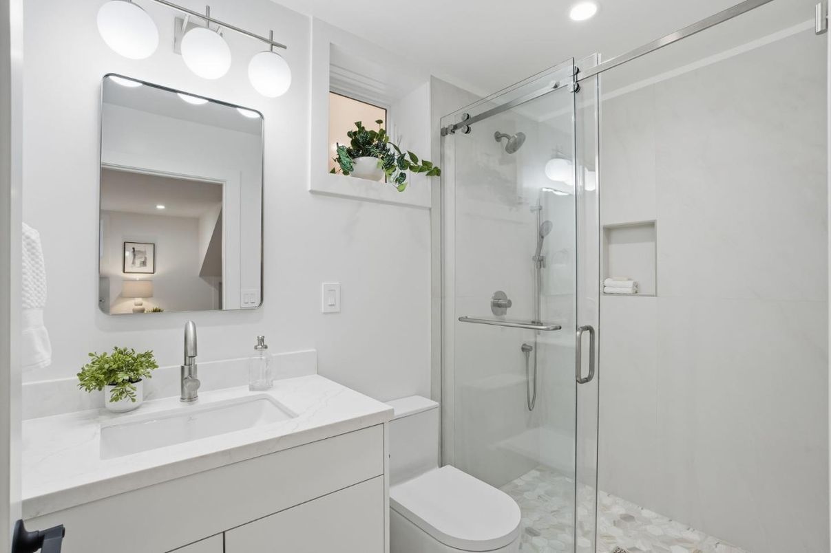 Bathroom, Glass Shower, Interior, Recessed Lighting