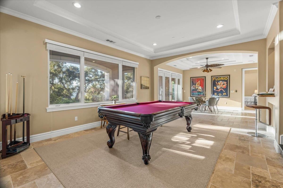 Billiard Table, Game Room, Interior, Recessed Lighting