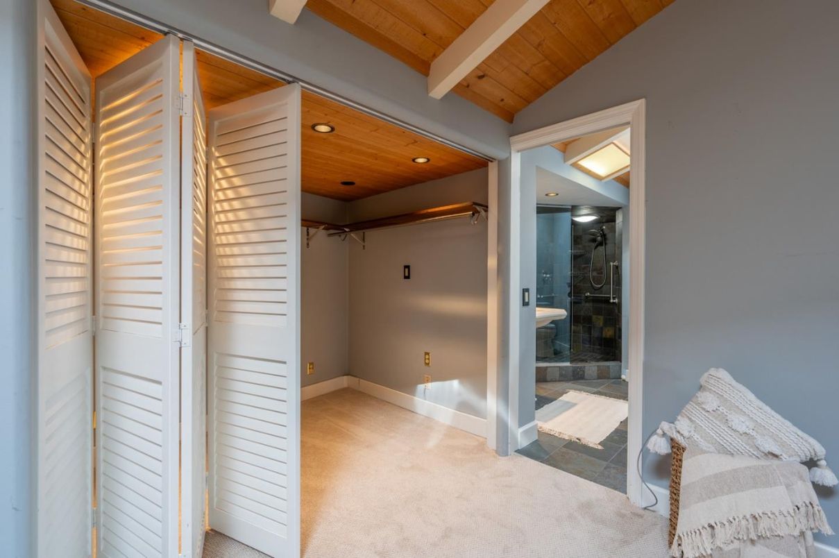 Bathroom, Empty room, Interior, Recessed Lighting, Wooden Ceilings