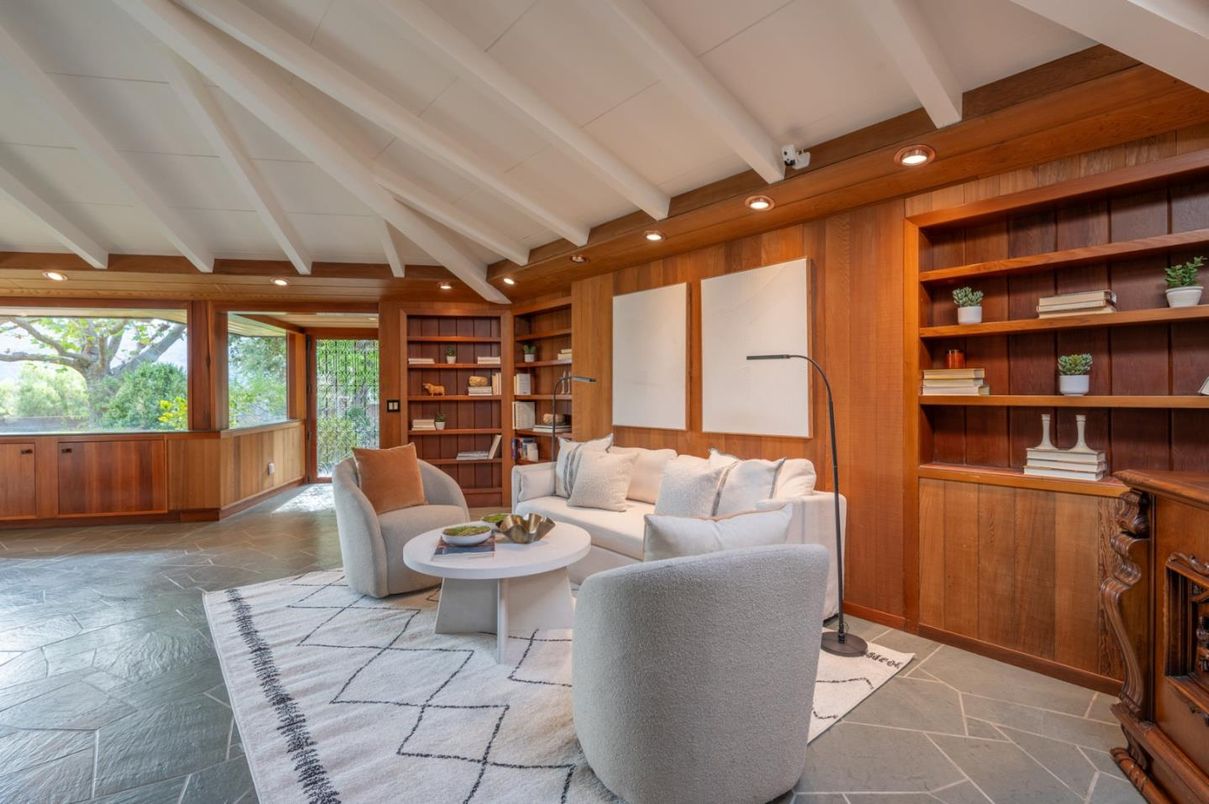 Interior, Living room, Recessed Lighting, Wooden Walls