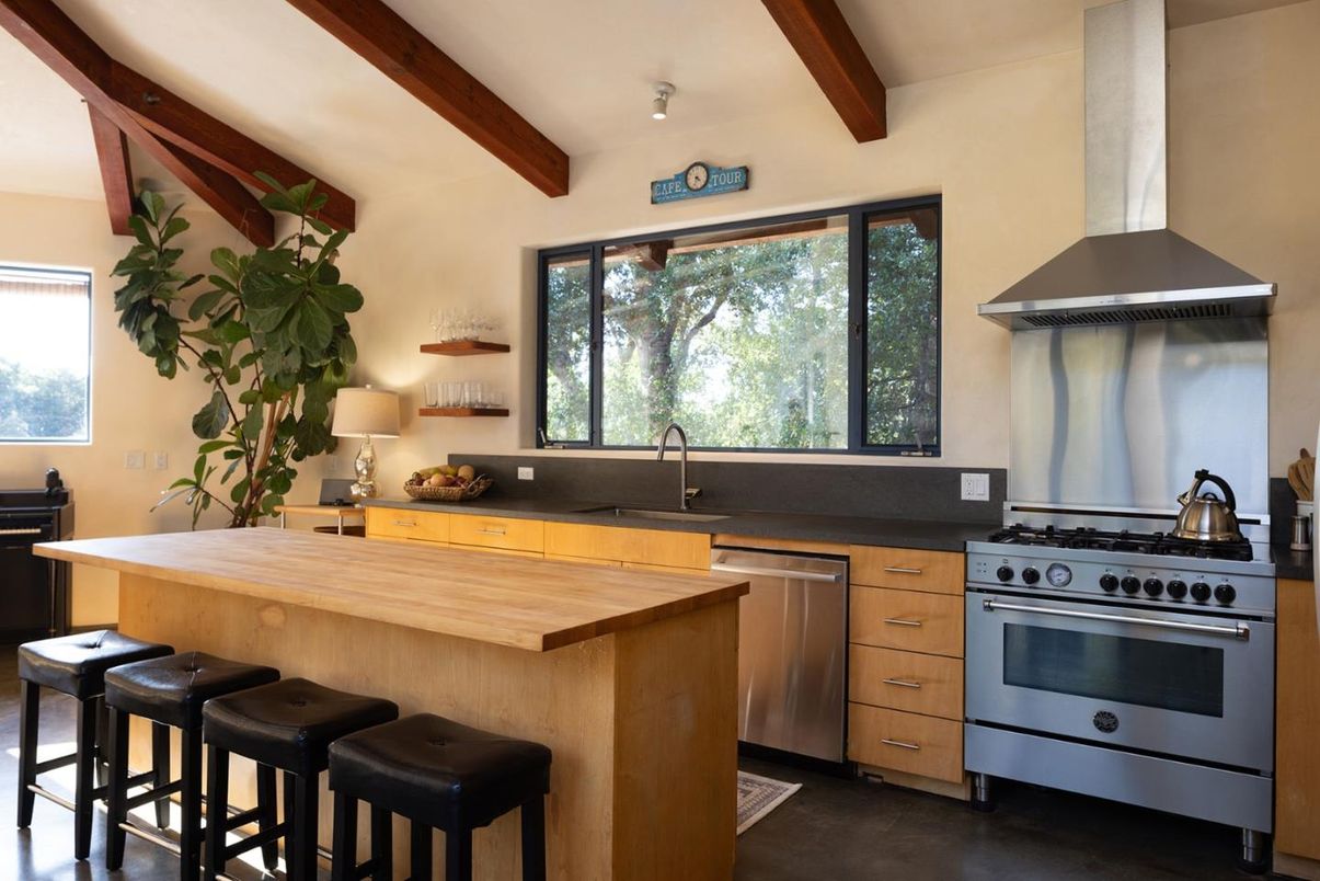 Interior, Kitchen, Stainless Steel Appliances, Wooden Beams