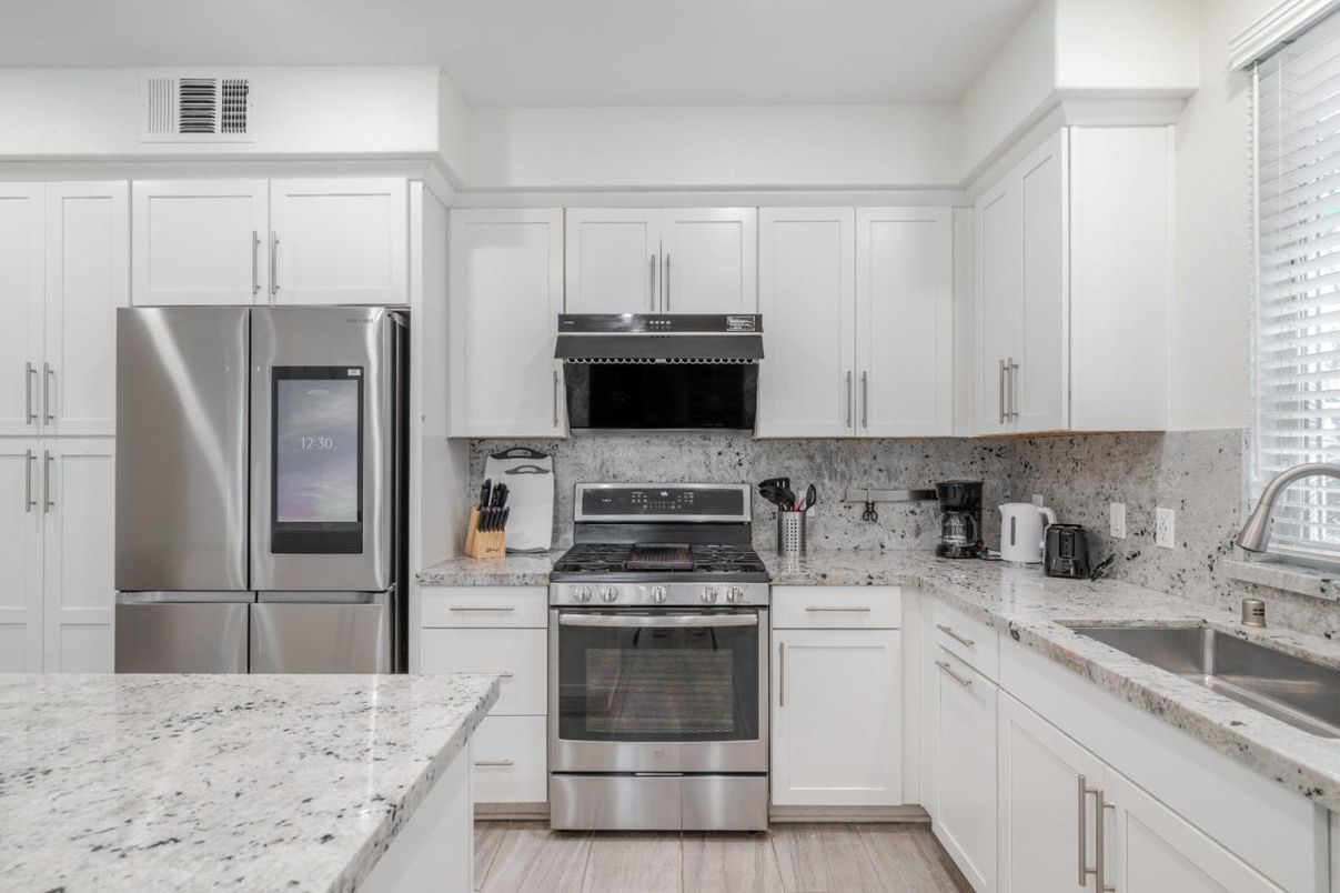 Interior, Kitchen, Stainless Steel Appliances, Wood Texture Flooring