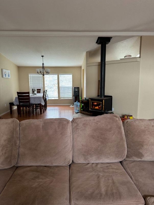 Chandelier, Dining room, Fireplace, Interior, Living room