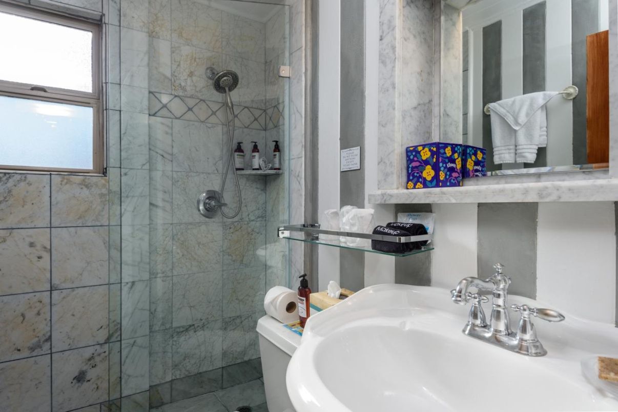 Bathroom, Glass Shower, Interior, Marble Walls