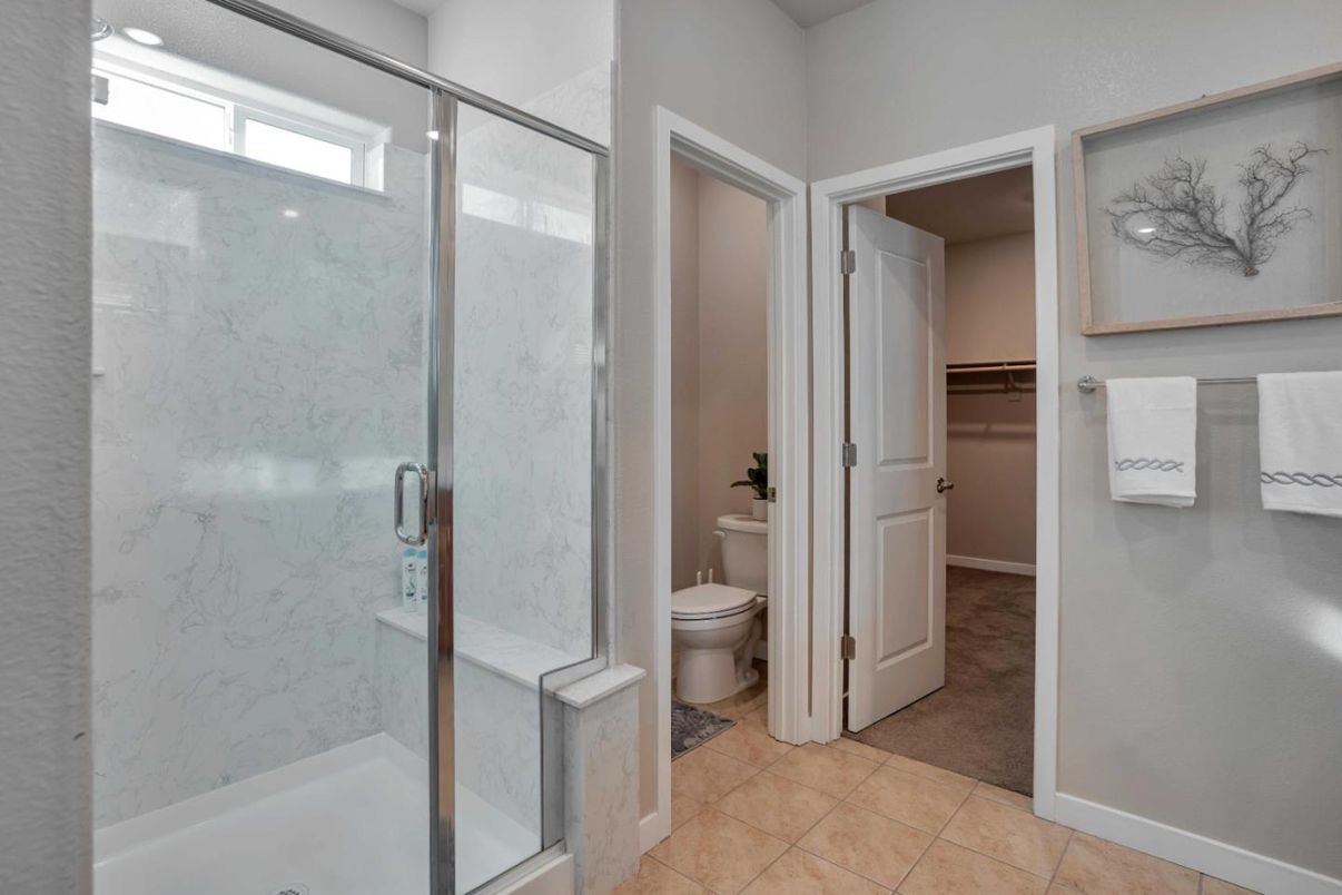 Bathroom, Glass Shower, Interior, Marble Walls, Recessed Lighting