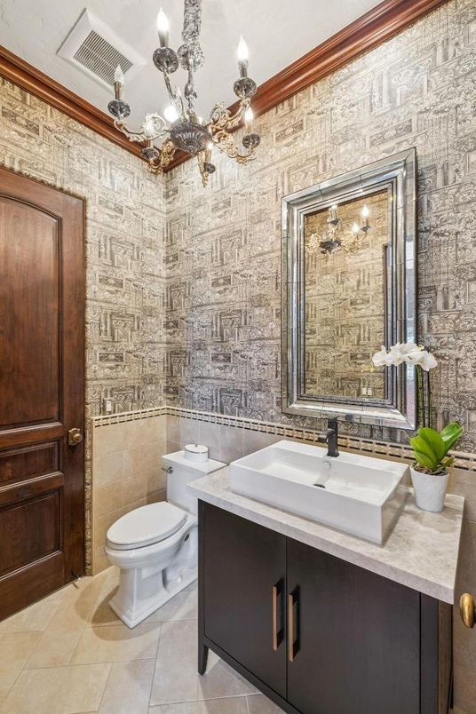 Bathroom, Chandelier, Interior