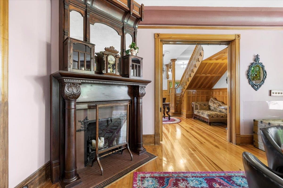 Fireplace, Interior, Wood Texture Flooring