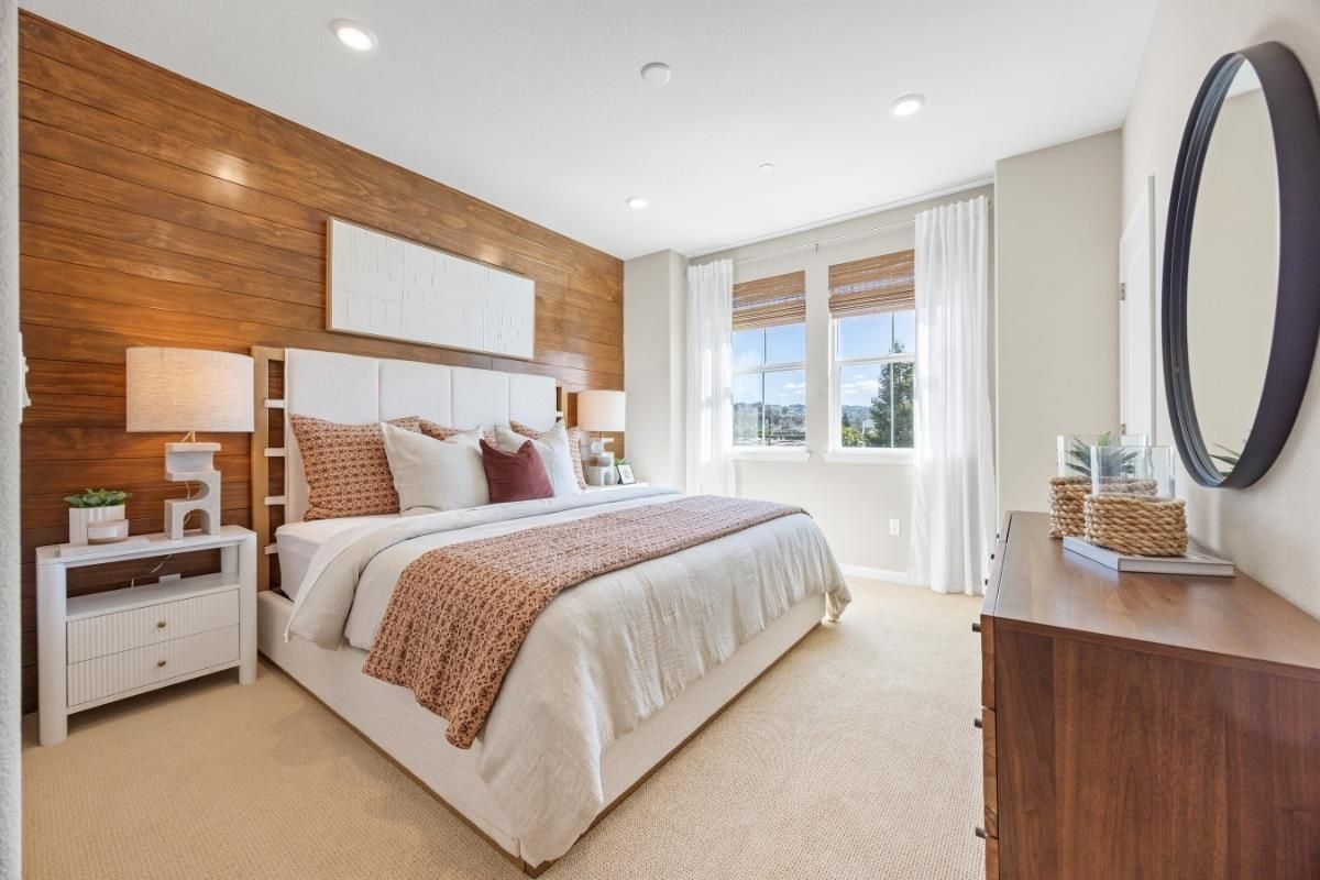 Bedroom, Interior, Recessed Lighting, Wooden Walls