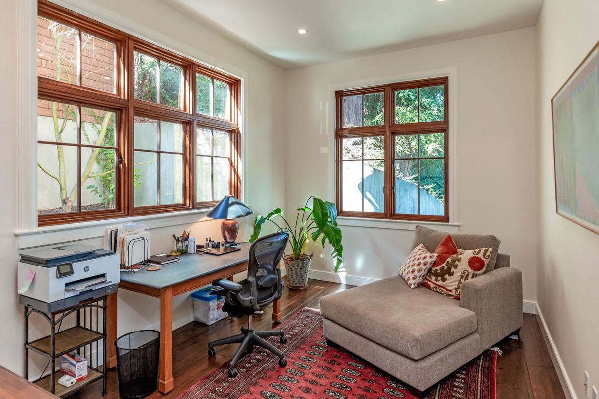 Home Office, Interior, Recessed Lighting, Wood Texture Flooring