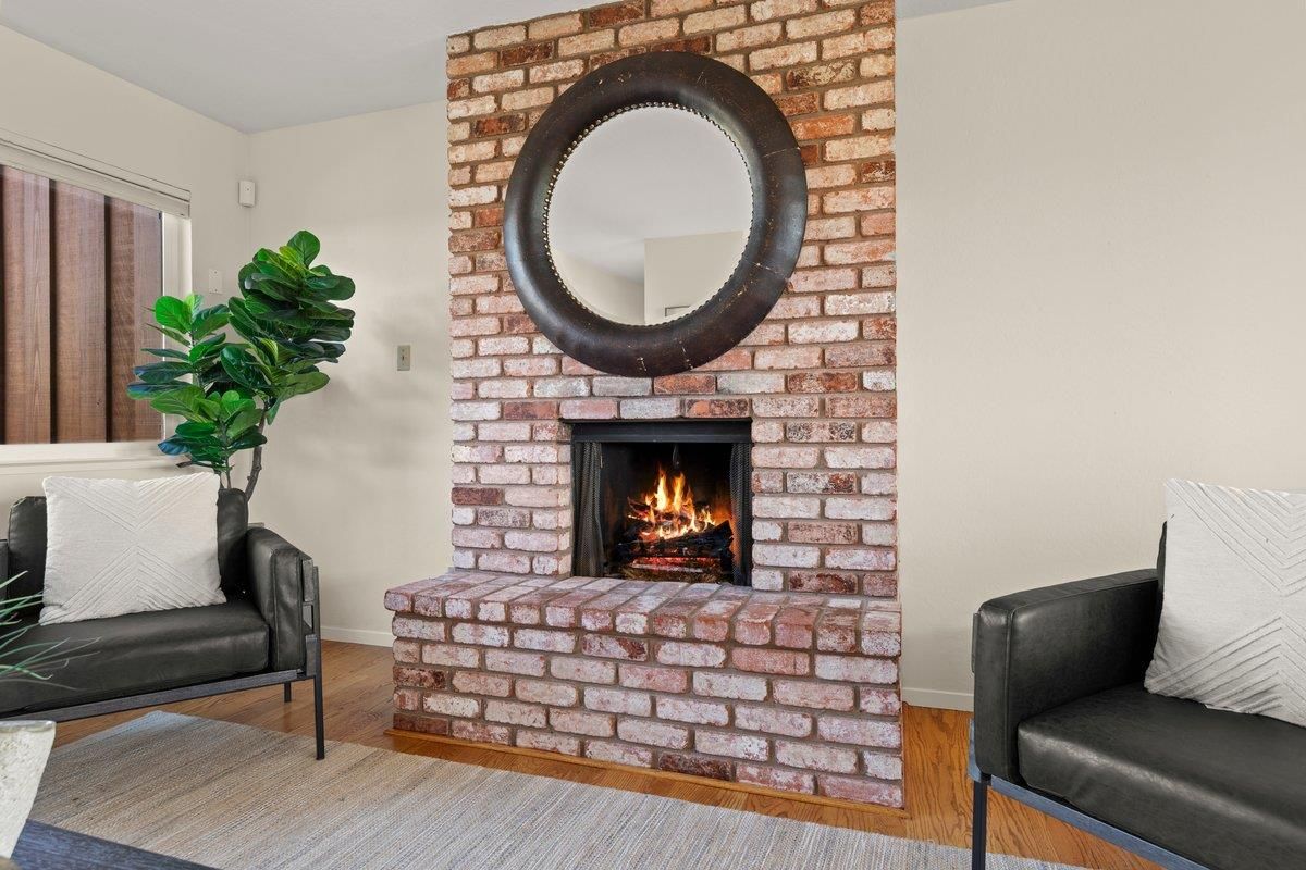 Fireplace, Interior, Stone Walls, Wood Texture Flooring