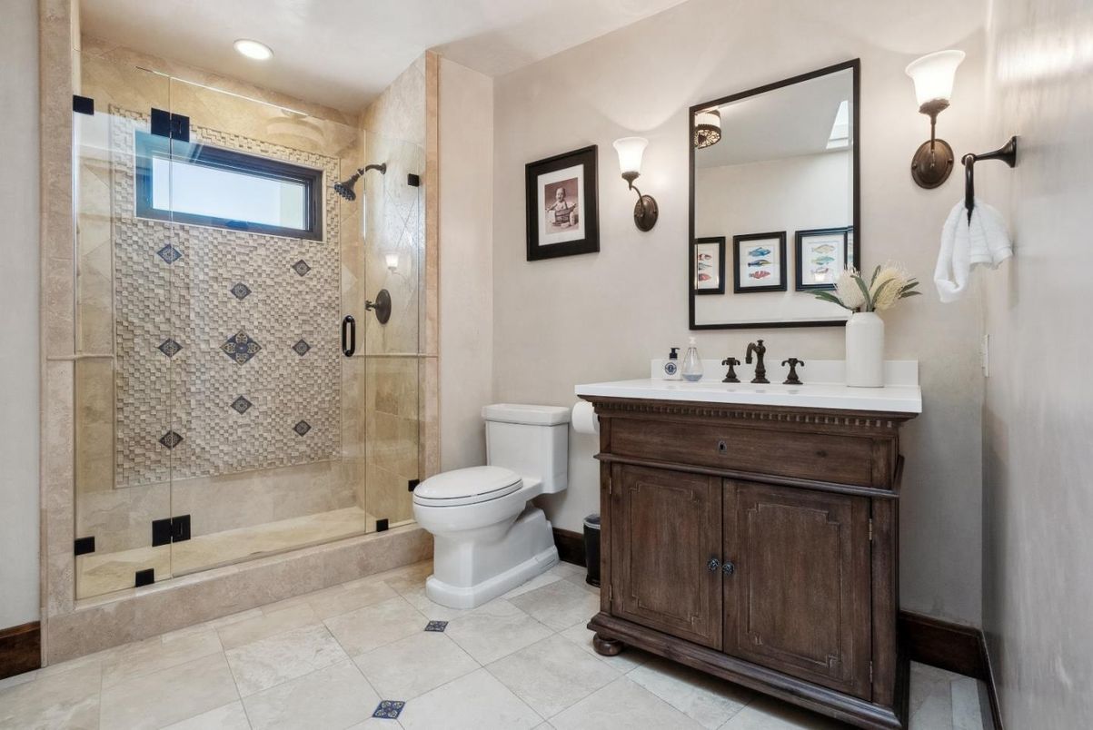 Bathroom, Glass Shower, Interior, Recessed Lighting