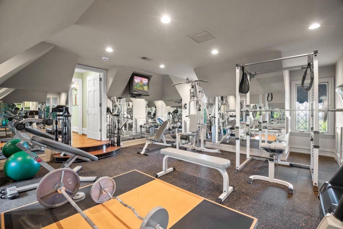 Fitness Equipment, Gym, Interior, Recessed Lighting