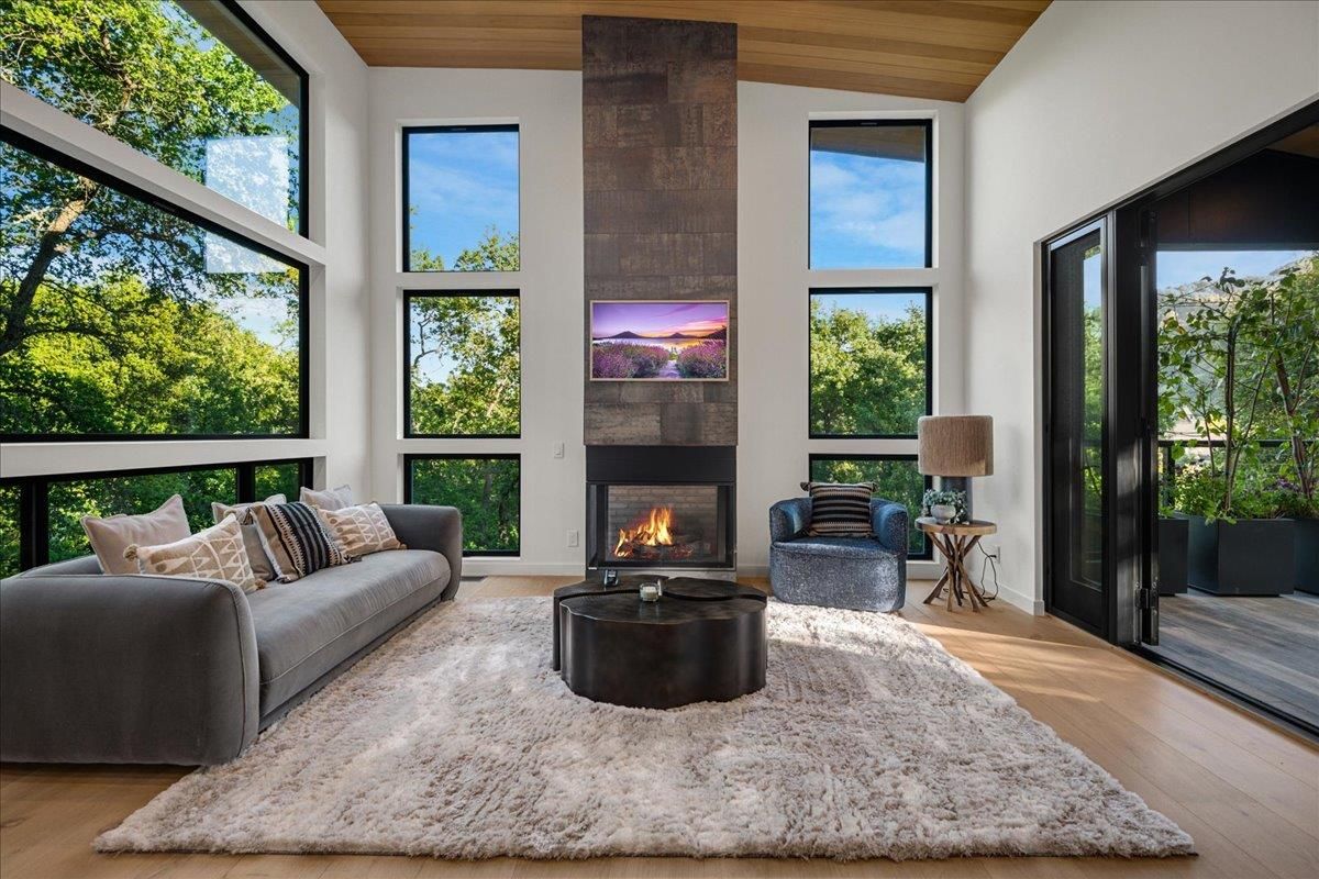 Fireplace, Interior, Living room, Wooden Ceilings, Wood Texture Flooring