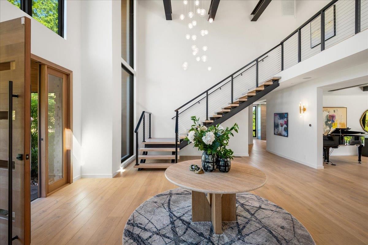 Interior, Pendant Lights, Piano, Wood Texture Flooring
