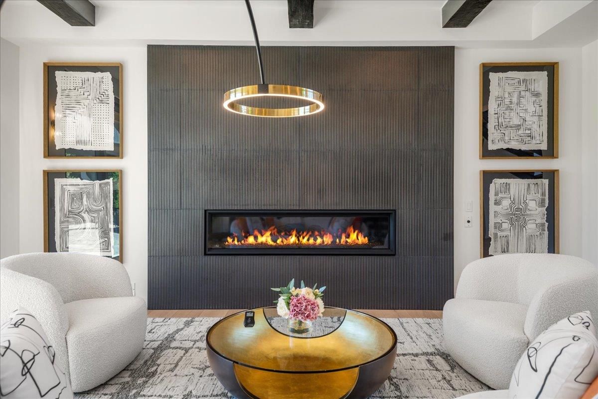 Fireplace, Interior, Living room, Pendant Lights